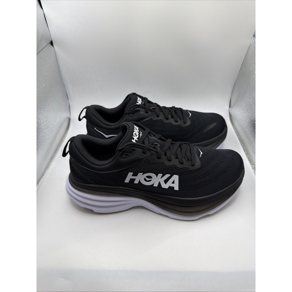 Hoka One One Bondi 8 Shoes Mens Size 8D. Black Running Sneakers 1123202 BWHT